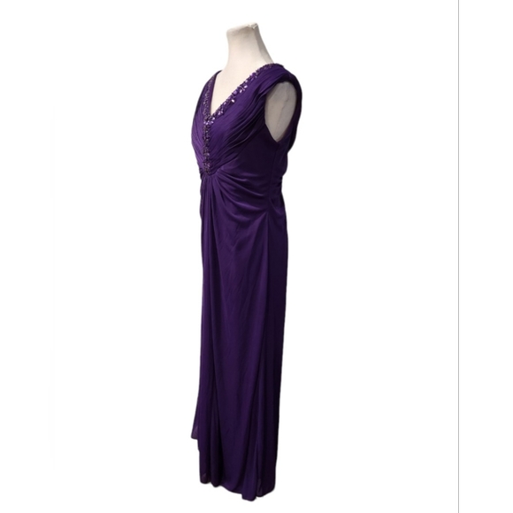 Purple Gown with Pleated Fabric Bodice and Rhinestone Detail at Bodice a… - Picture 6 of 9